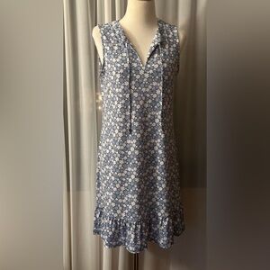 Michael Kors Sleeveless Blue/ White Floral Dress, Size Medium.